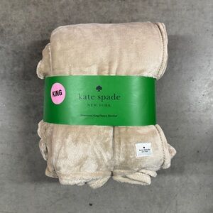 Kate Spade Oversized King Beige Taupe Fleece Blanket Comforter Throw Bedding